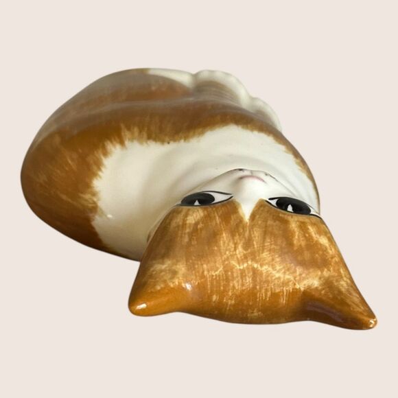 🐈 NS GUSTIN COMPANY STYLE CERAMIC ORANGE WHITE TABBY CAT PRIMITIVE HAND PAINTED - Picture 6 of 7